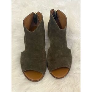 Rowen Green Suede Leather Peep Toe Cut Out Bootie Dress Shoe  8